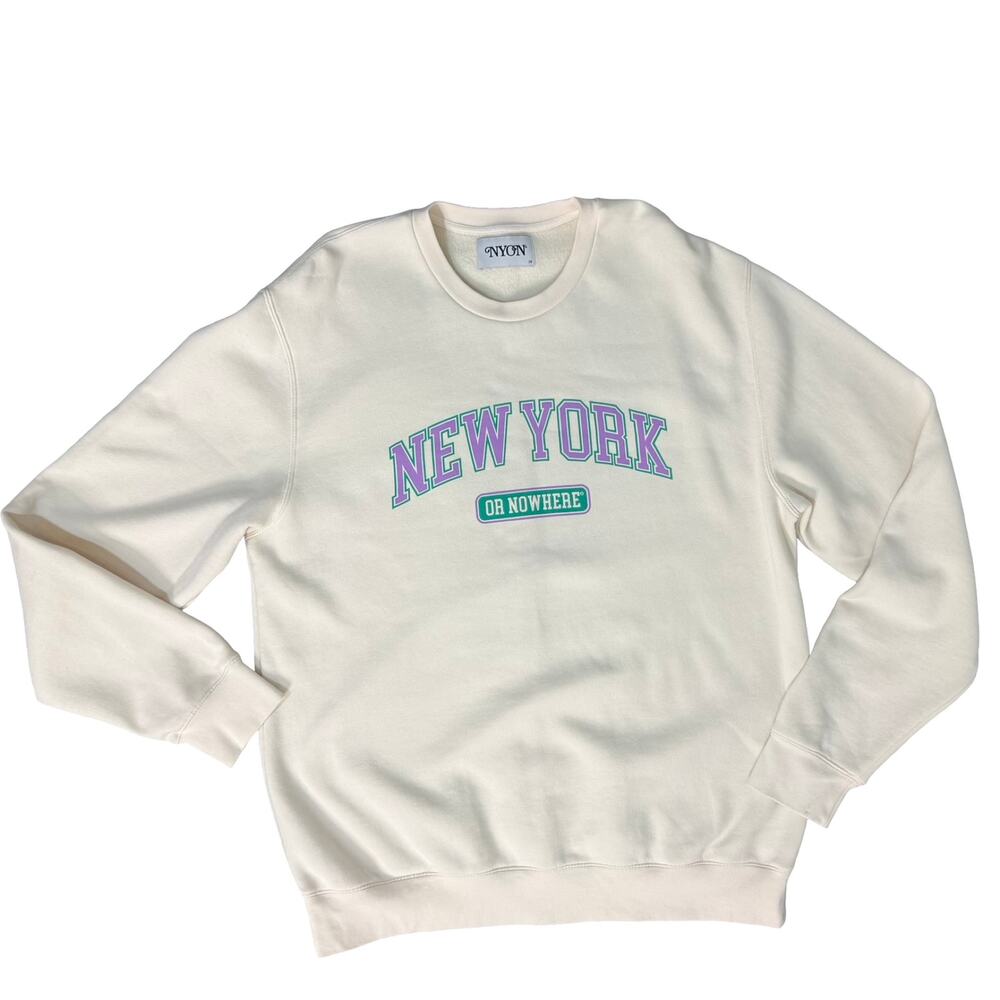 New York or Nowhere NYON Cream Purple Green Crew Neck Sweatshirt size 2X / XXL - Picture 2 of 9